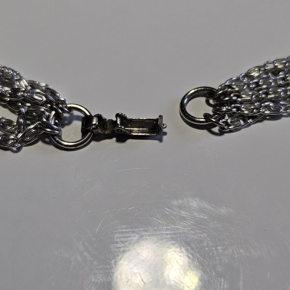Vintage Sarah Coventry Multi Strand S-Link Silver Tone Necklace 15.5" 1960s - Picture 7 of 14